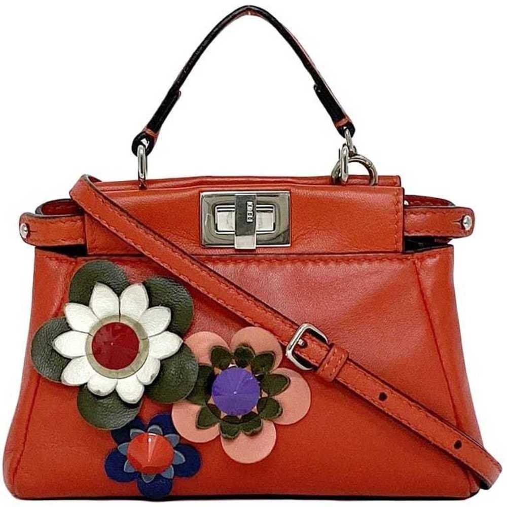 FENDI Red Leather Peekaboo Shoulder Bag - Picture 2 of 11